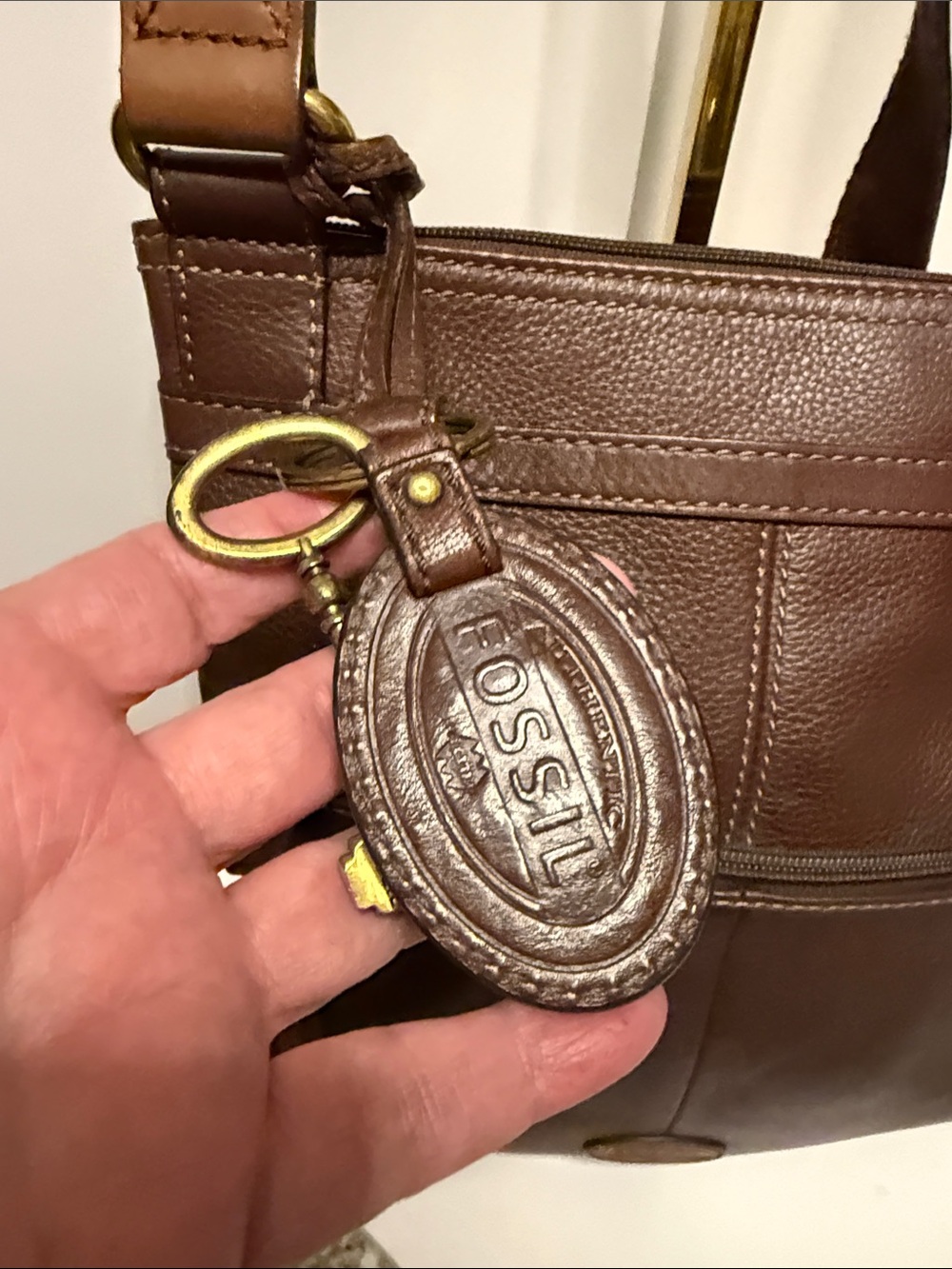 Fossil Brown Leather Crossbody Bag - Picture 3 of 10